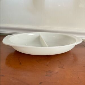 Vintage PYREX Model 1063 White Divided 1.5 Quart Dish No Lid Opalware